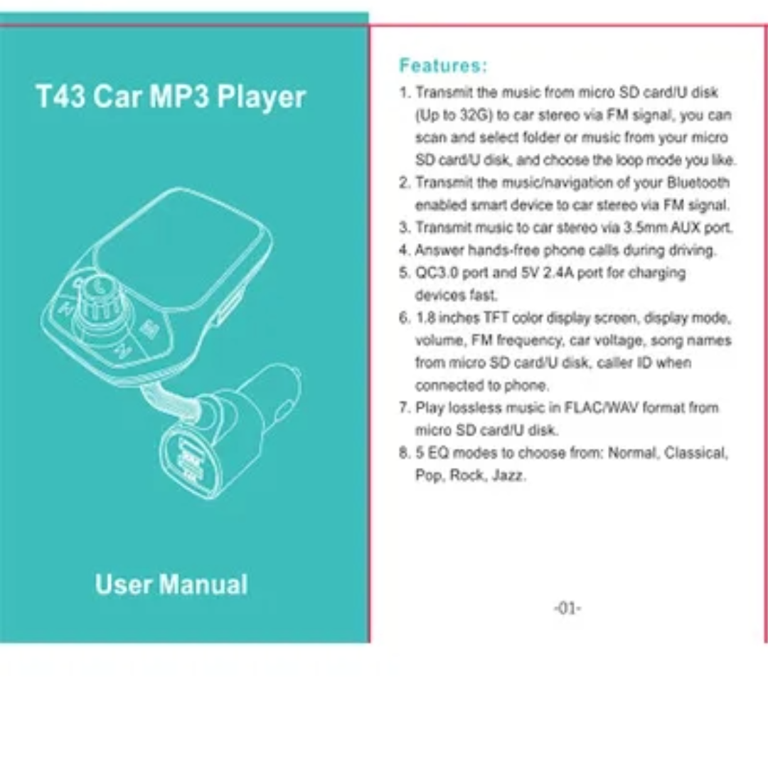 Bluetooth FM Transmitter, Car Radio Adapter