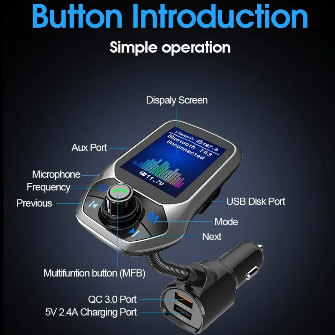 Bluetooth FM Transmitter, Car Radio Adapter