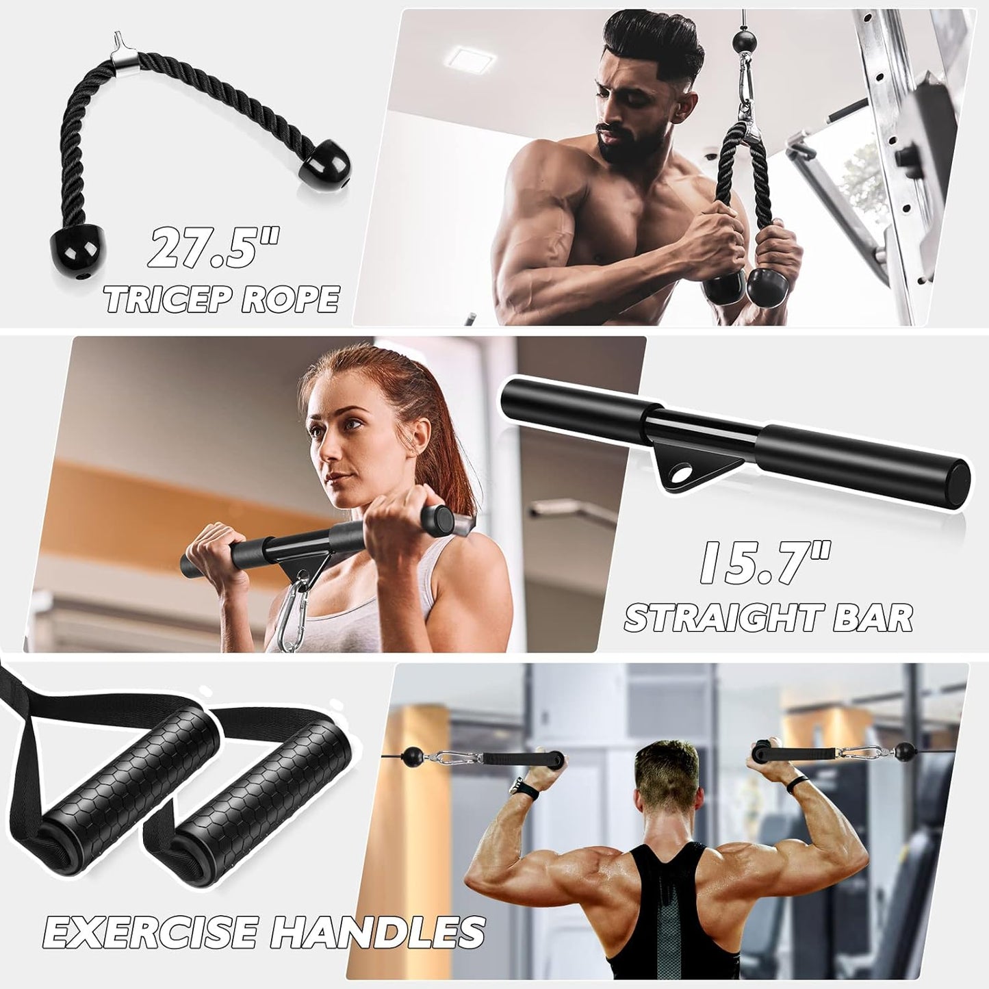 Fitness Pulley Cable System for Home Gym Weight Lifting