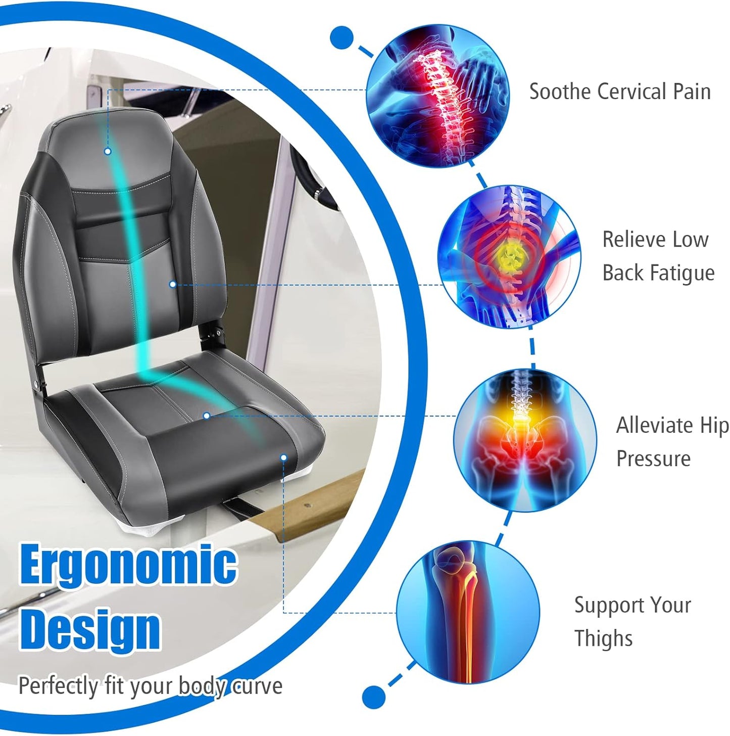 Folding Boat Seat Foldable Swivel Chairs Boat Seats Pair