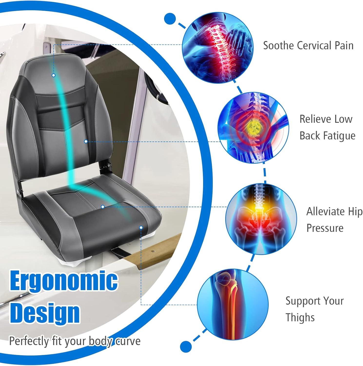 Folding Boat Seat Foldable Swivel Chairs Boat Seats Pair