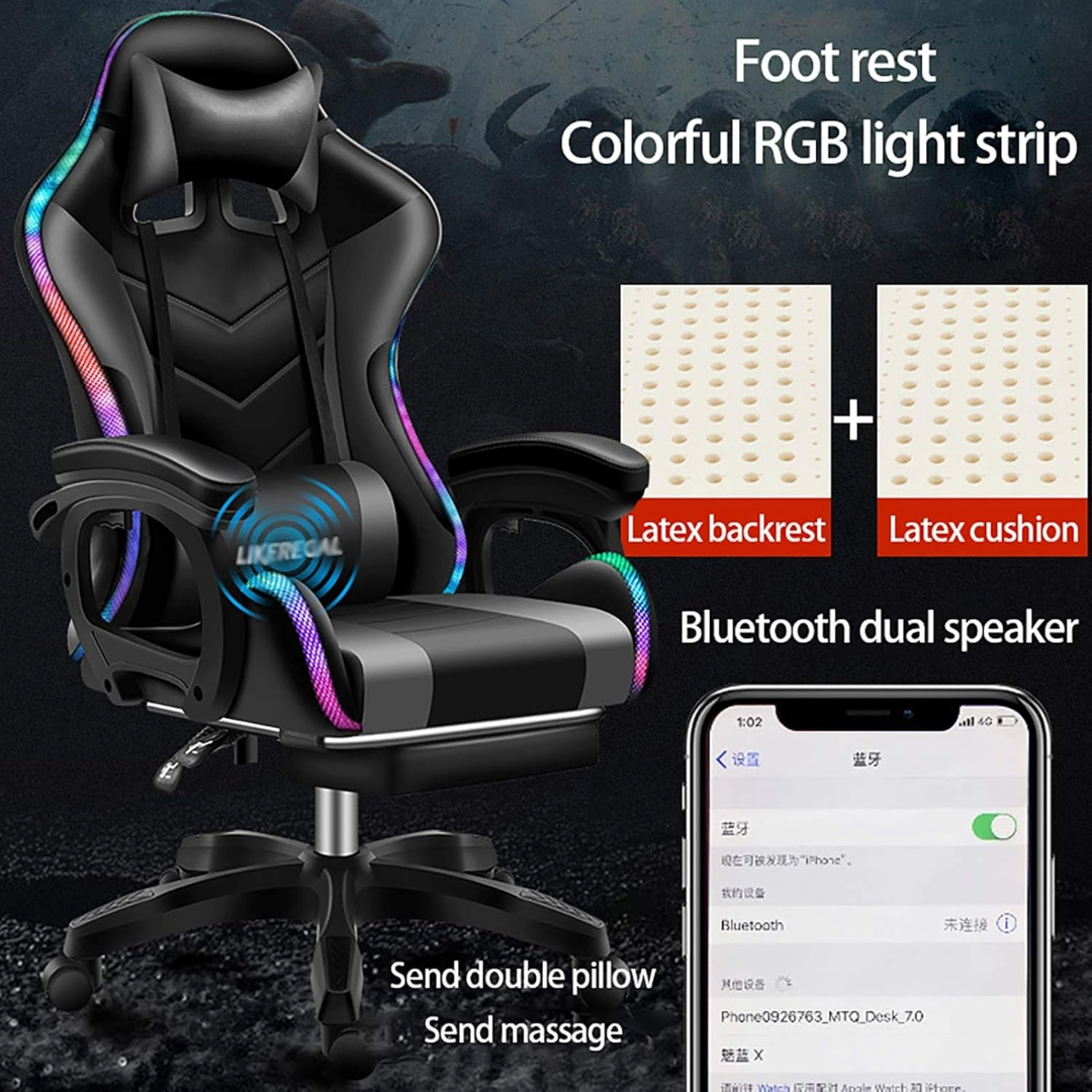 Gaming Chair with Speaker and RGB LED Purple