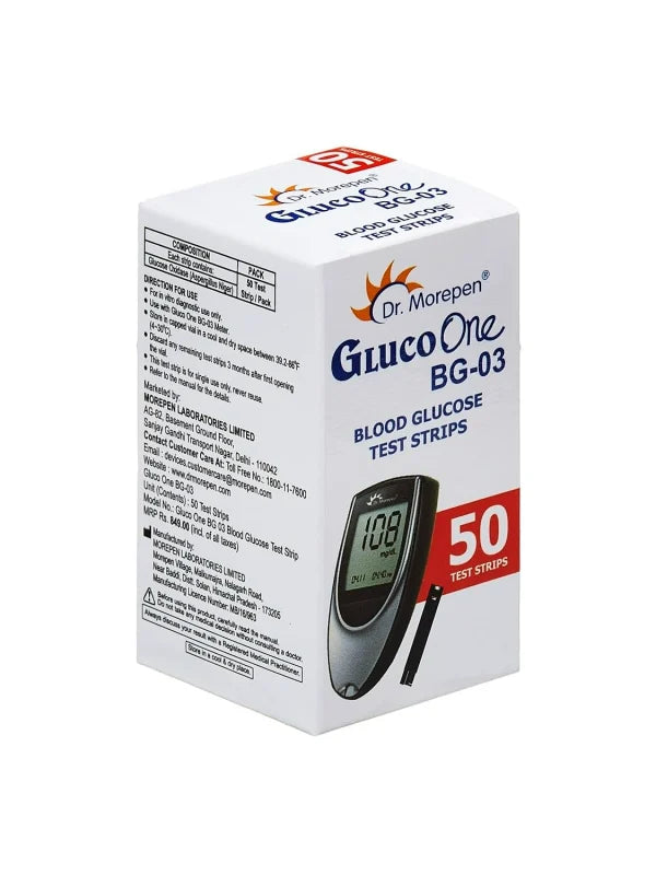 Dr. Morepen BG-03 Gluco One Glucometer Combo, 50 Strips