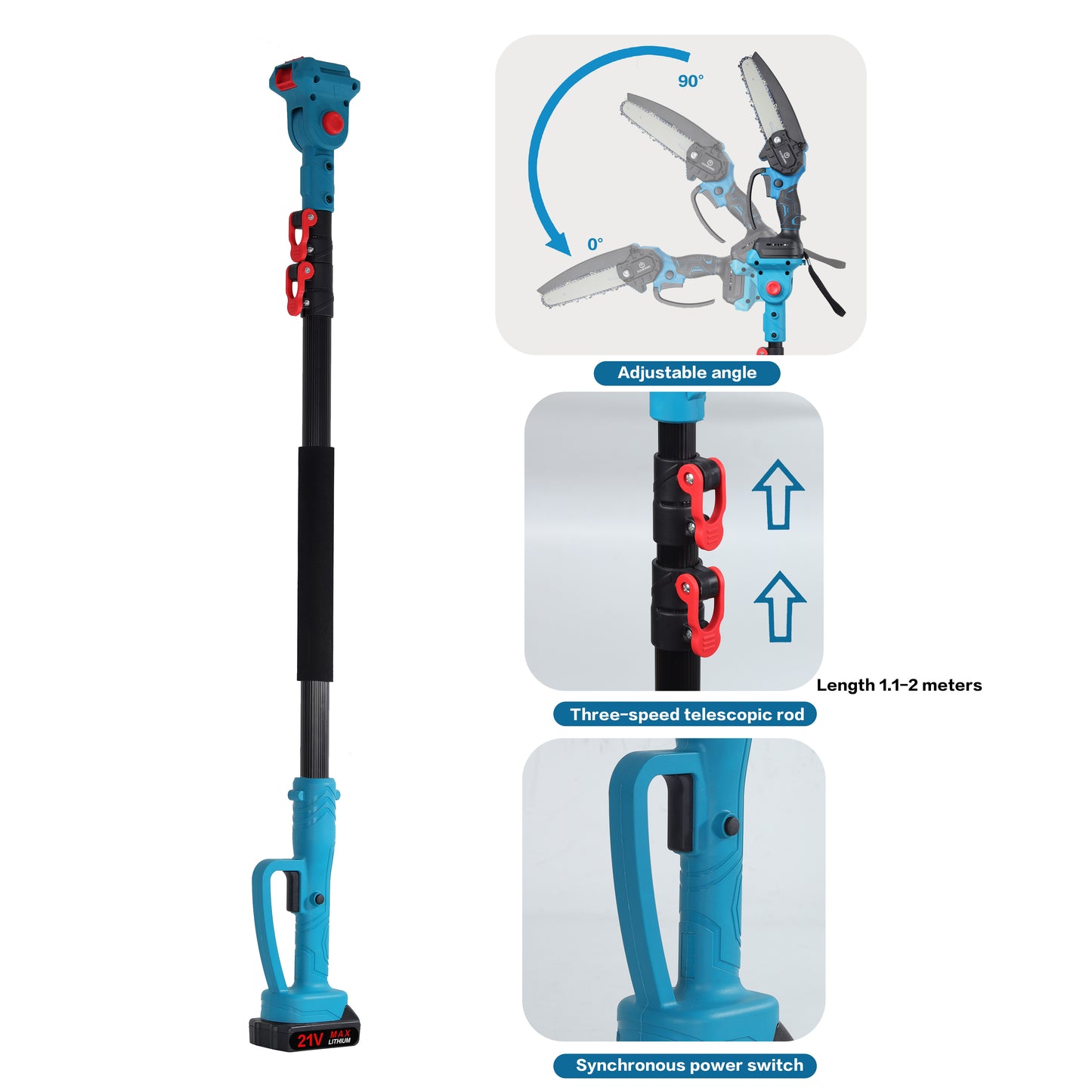 Mini Chain saw Cordless Power Chain Saws 6" with Extension Pole & Battery System