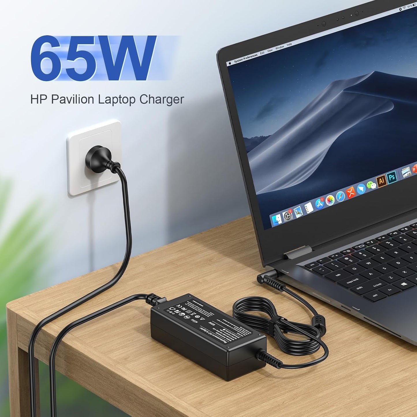 HP Laptop Charger 65W 45W Smart Blue Tip Power Adapter