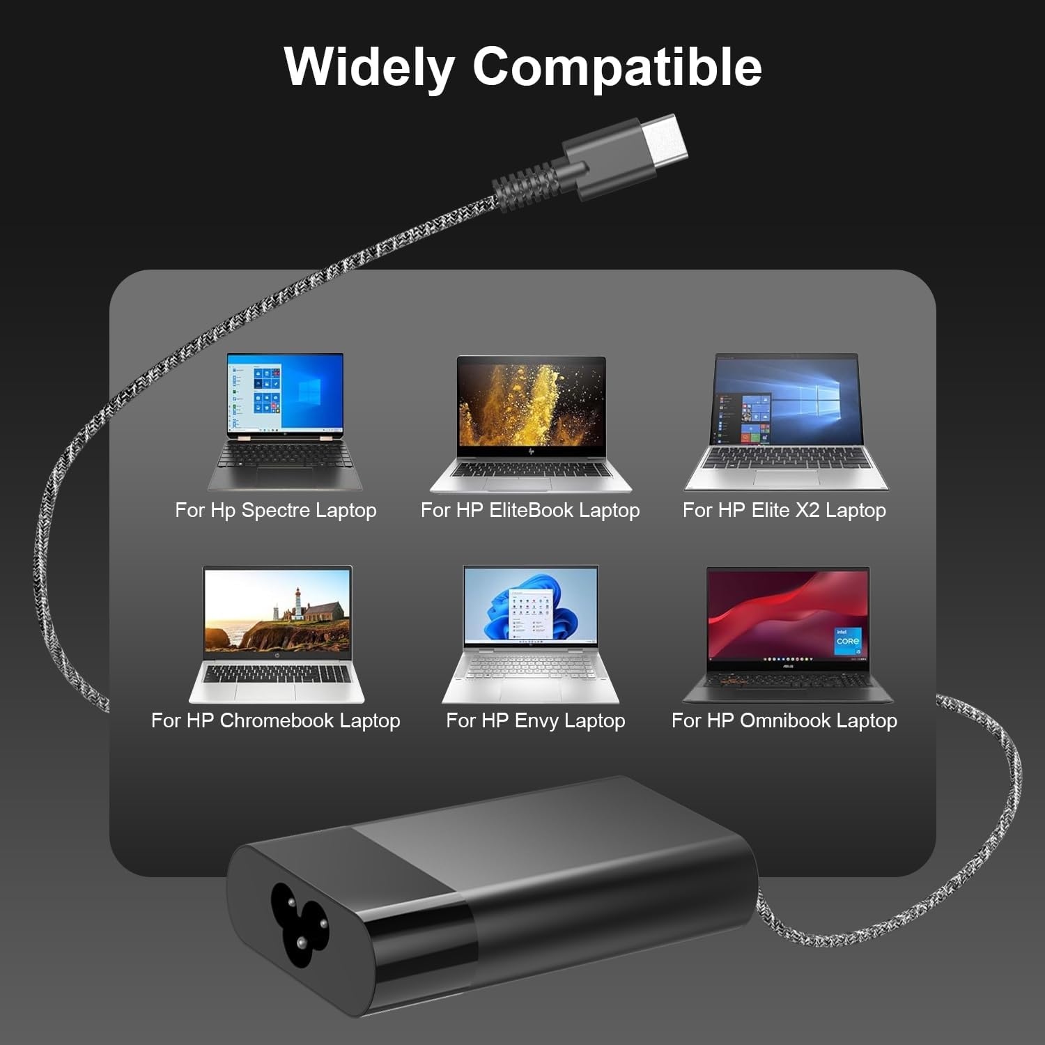 HP Laptop Charger 65W USB C