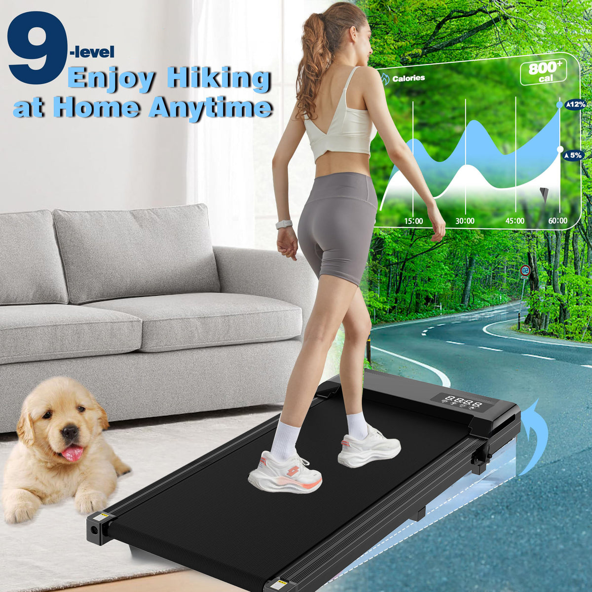 Foldable Walking Pad Treadmill Compact Flat