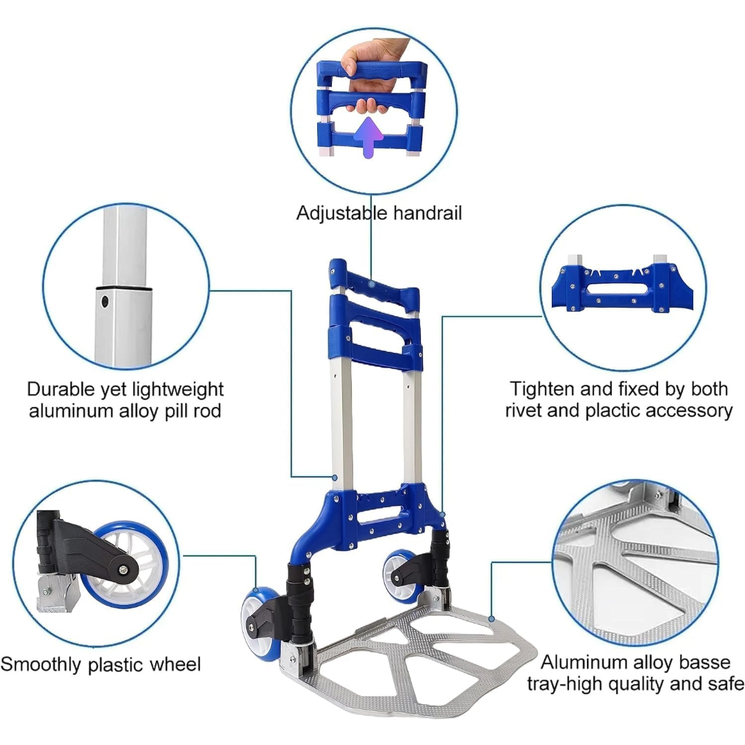 Foldable Hand Trolley 75KG Load (Blue)