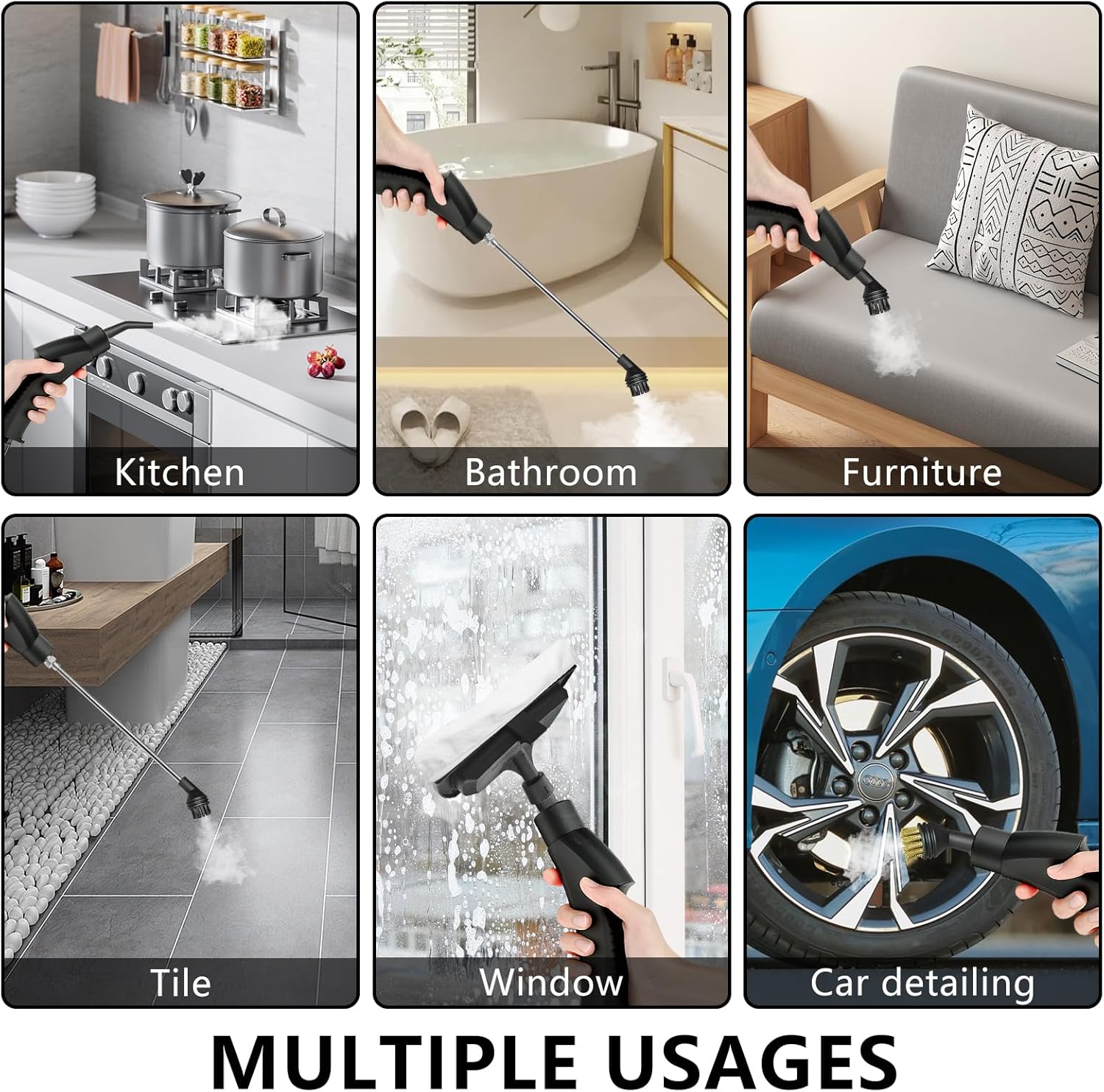 Handheld 2500W Steam Cleaner High Temperature Pressurized