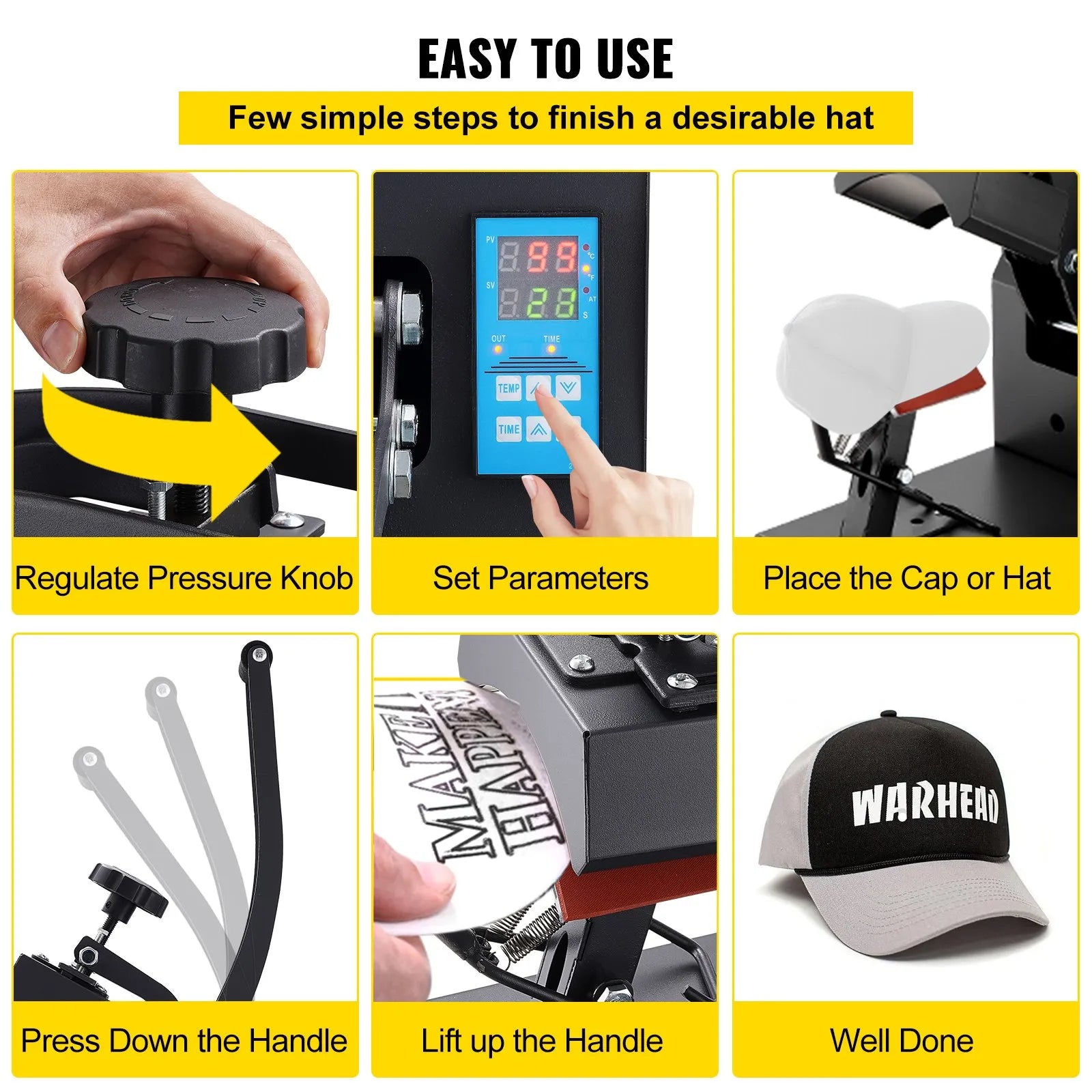 Heat Press Machine for T-Shirts For Cap Hat 550W