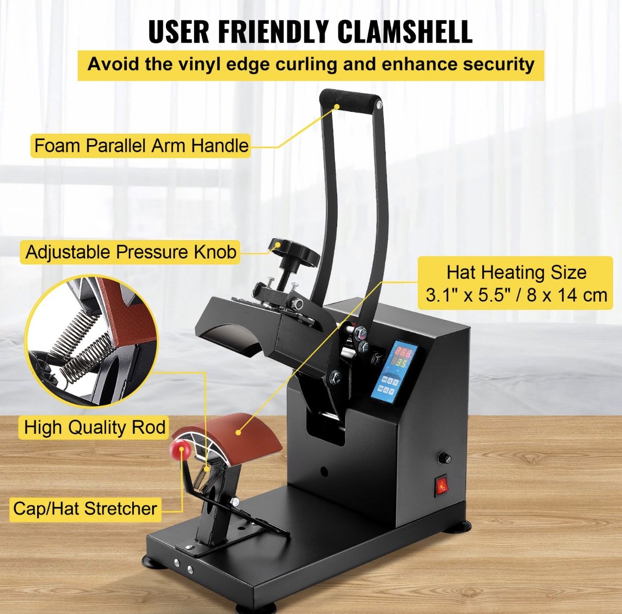 Heat Press Machine for T-Shirts For Cap Hat 550W