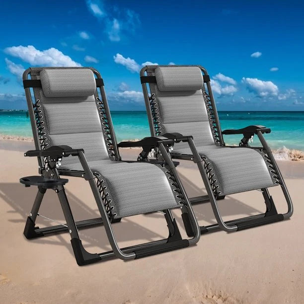 Heavy Duty Folding Zero Gravity Chair Camping Chair Reclining Beach Chair