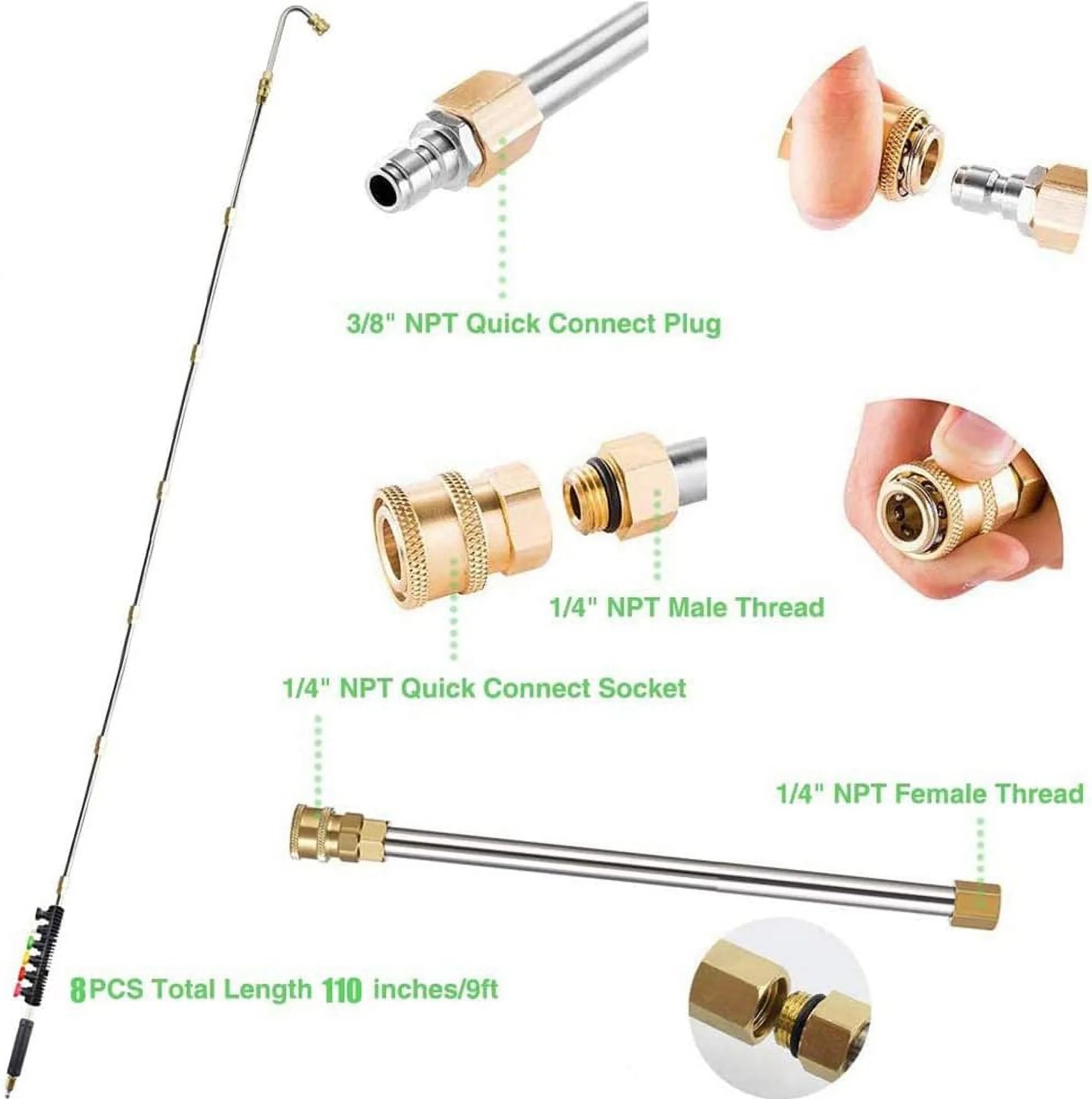 High Pressure Washer Extension Wand Set 10pcs