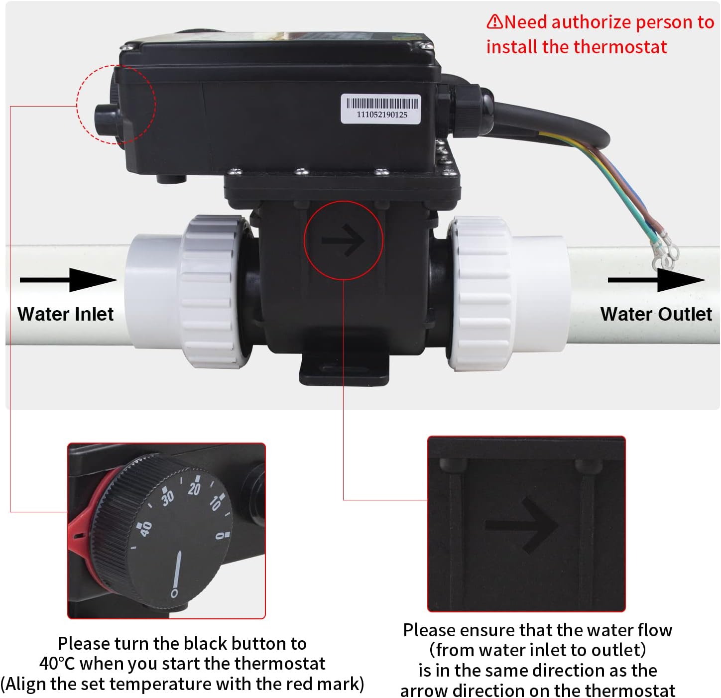 Hot Tub Thermostat with Temperature Control Spa Swimming Pool Thermostat H15- RS1