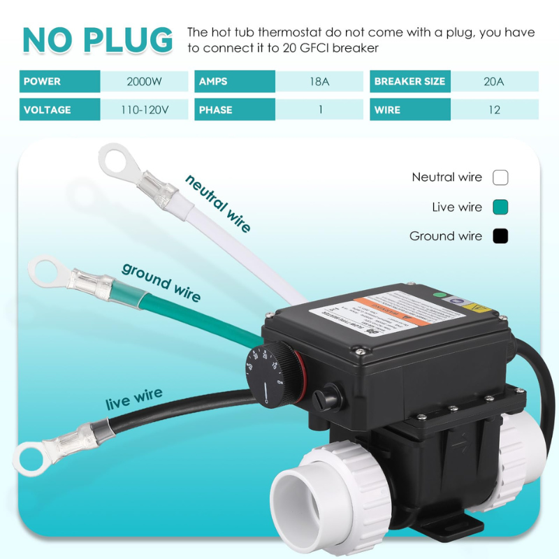 Hot Tub Thermostat with Temperature Control Spa Swimming Pool Thermostat H15- RS1