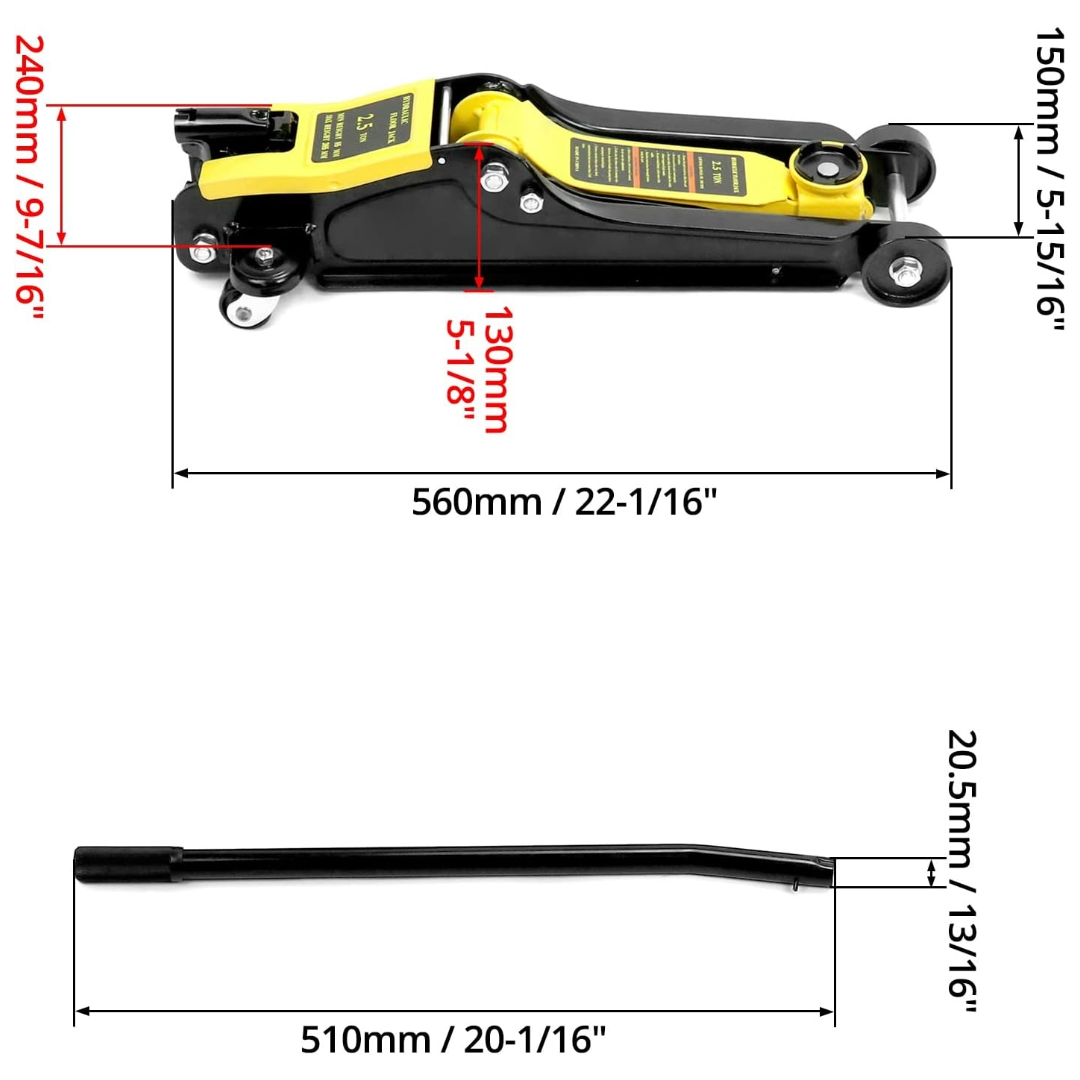 Super Low Profile Hydraulic Trolley Floor Jack 2.5Ton