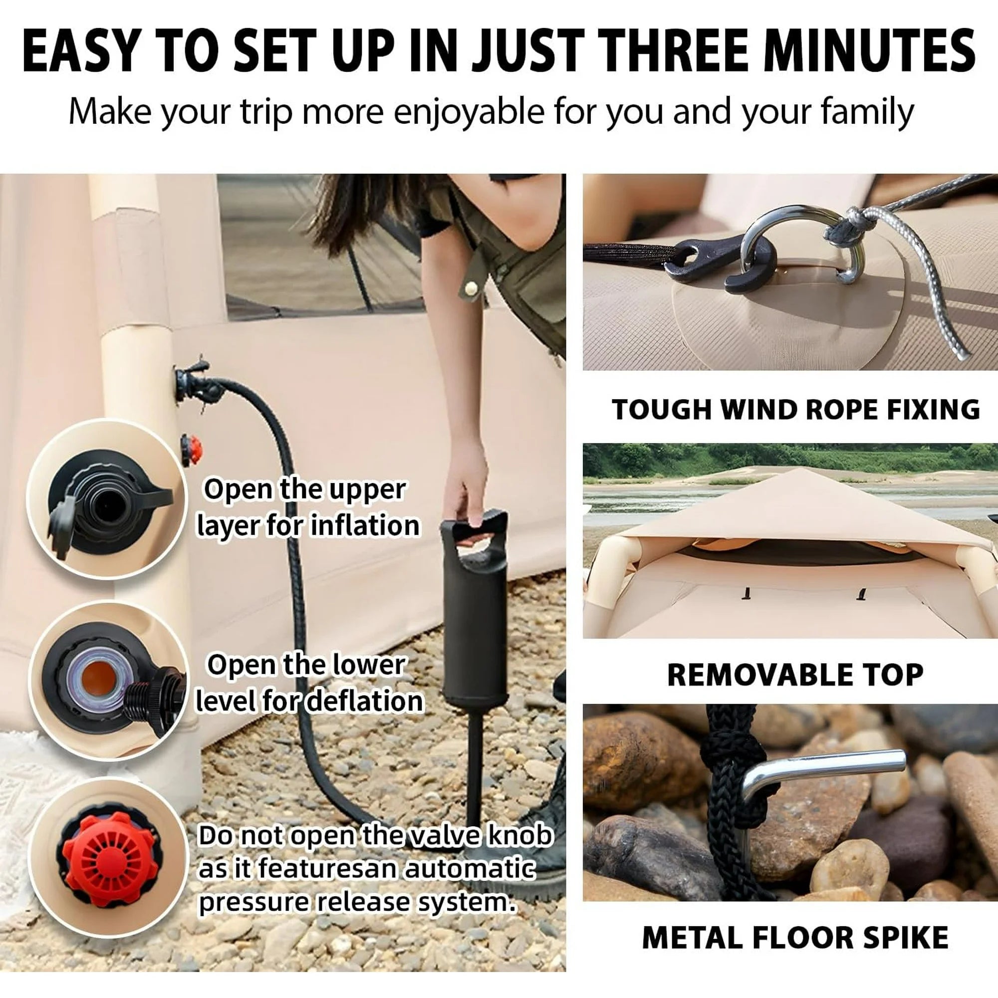 Inflatable Camping Tent with Pump