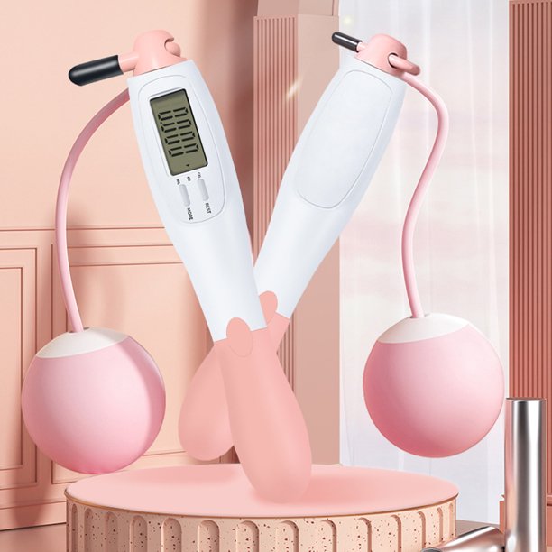 Cordless Skipping Digital Jump Rope (Pink/White)
