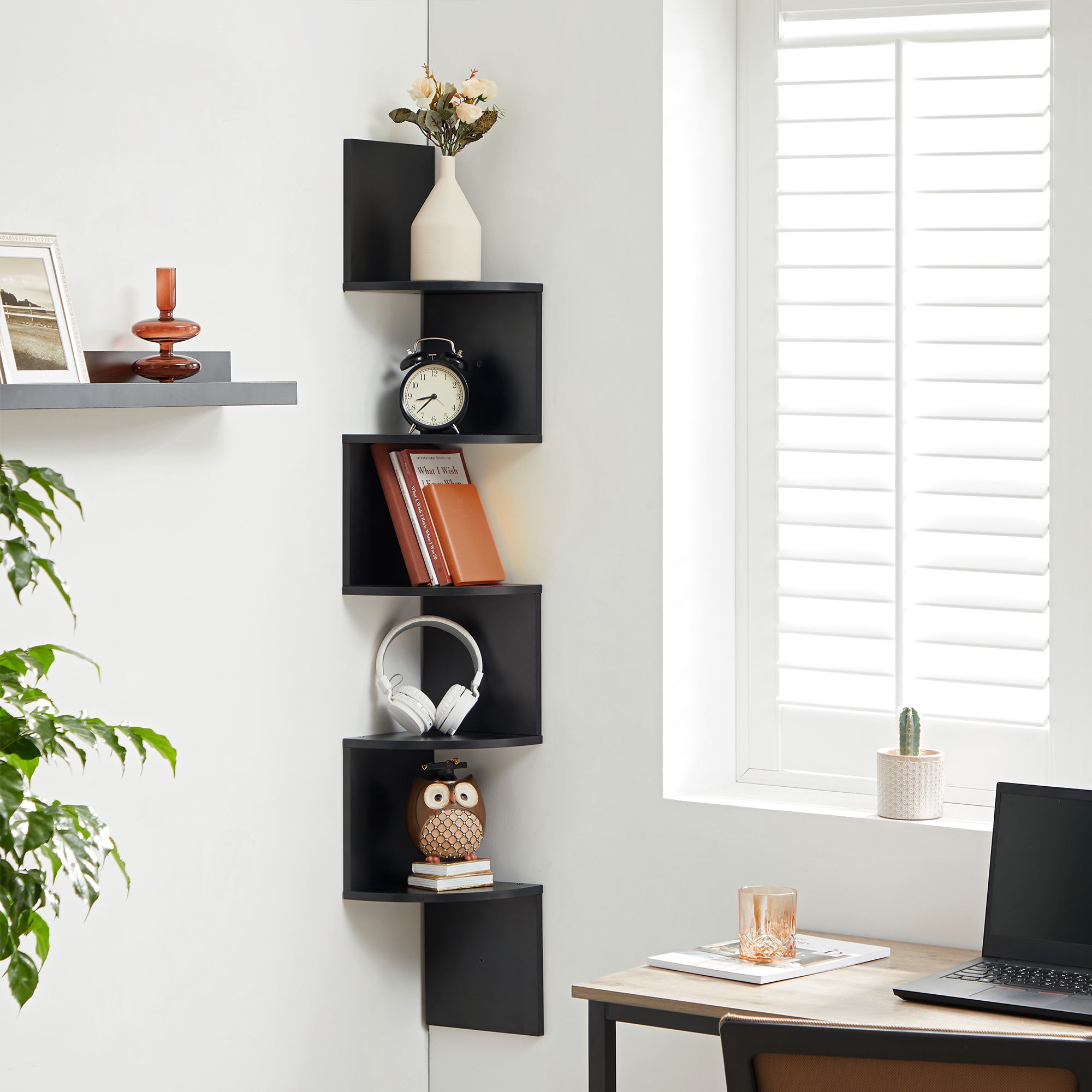 VASAGLE Corner Bookshelf 5-Tier - Black