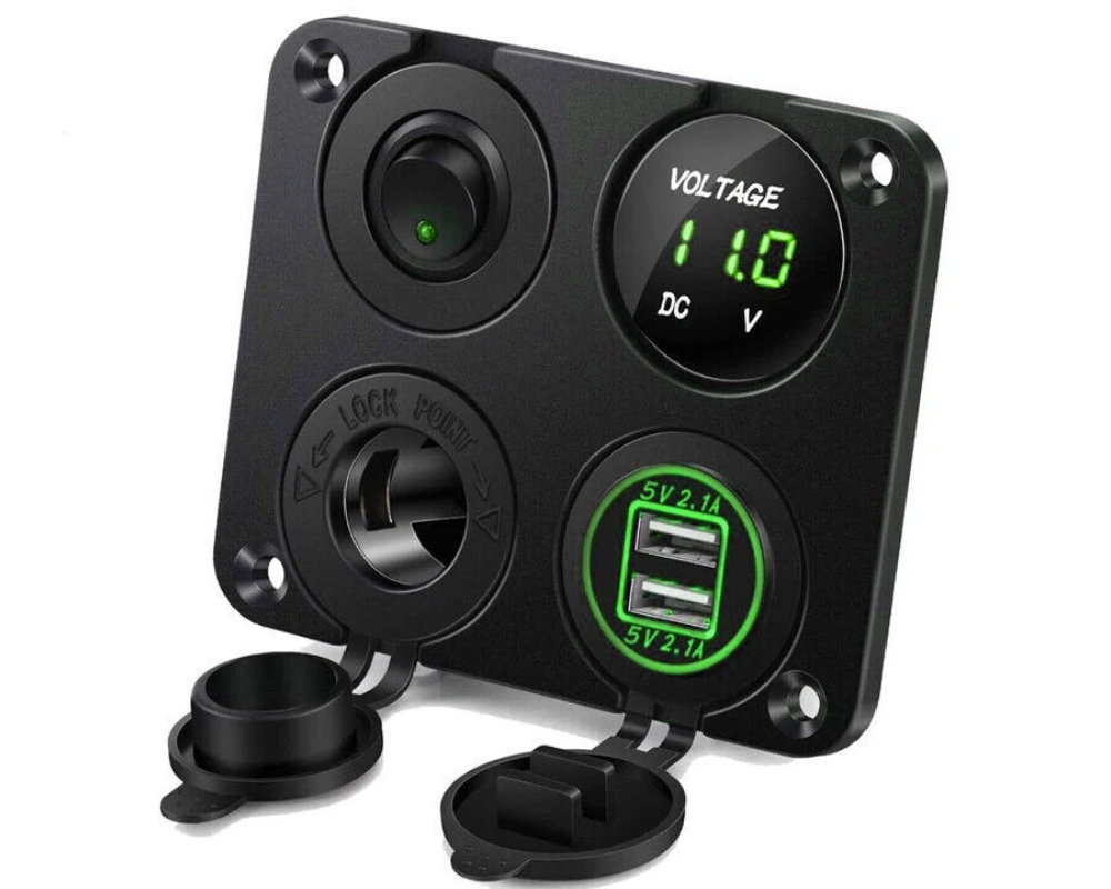 LED Rocker Switch Panel Dual USB