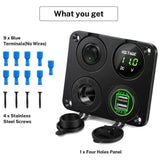 LED Rocker Switch Panel Dual USB