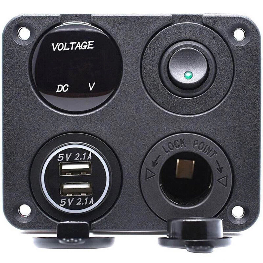 LED Rocker Switch Panel Dual USB
