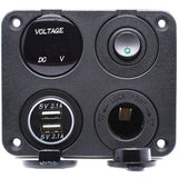 LED Rocker Switch Panel Dual USB