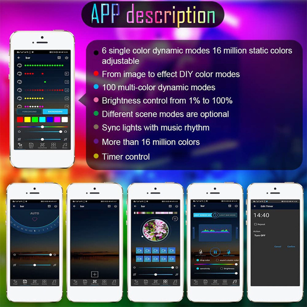3m LED Strip Light RGB Bluetooth Control
