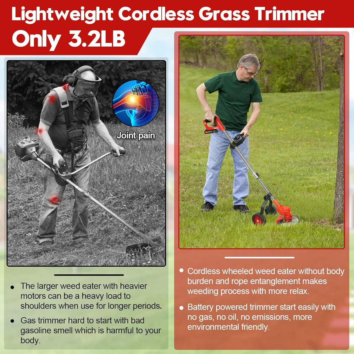Lawn Mower Cordless Weed Cutter Garden Trimmer