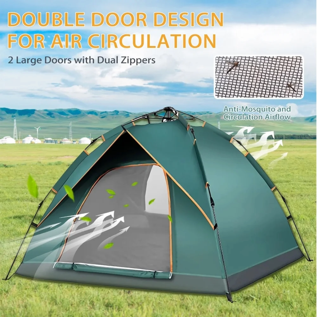 Camping Tent Outdoor Camping Hiking Tent 3-5 Person (Dark Green)