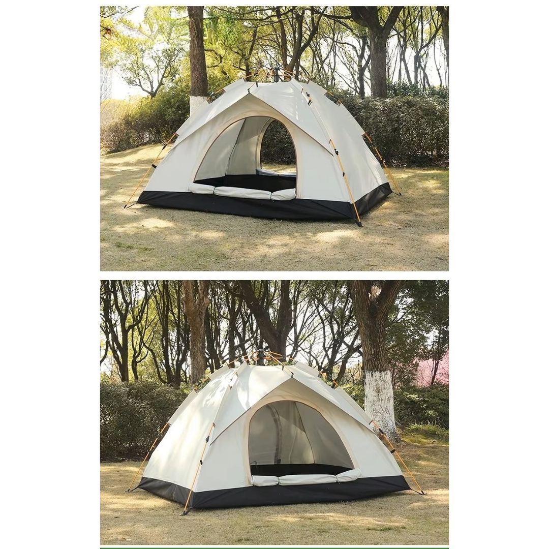 Camping Tent 3-5 Person Waterproof Heavy Fabric Tent (Beige)