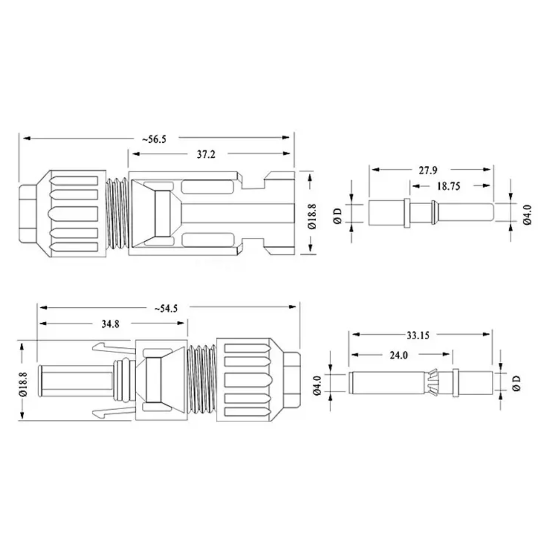 1 Pair MC4 Solar Panel Connectors Male Female