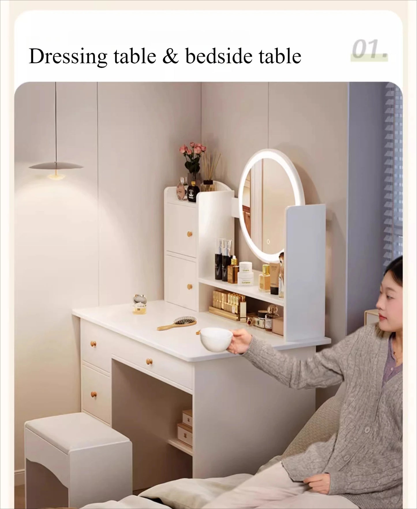 Dressing table with LED Mirror