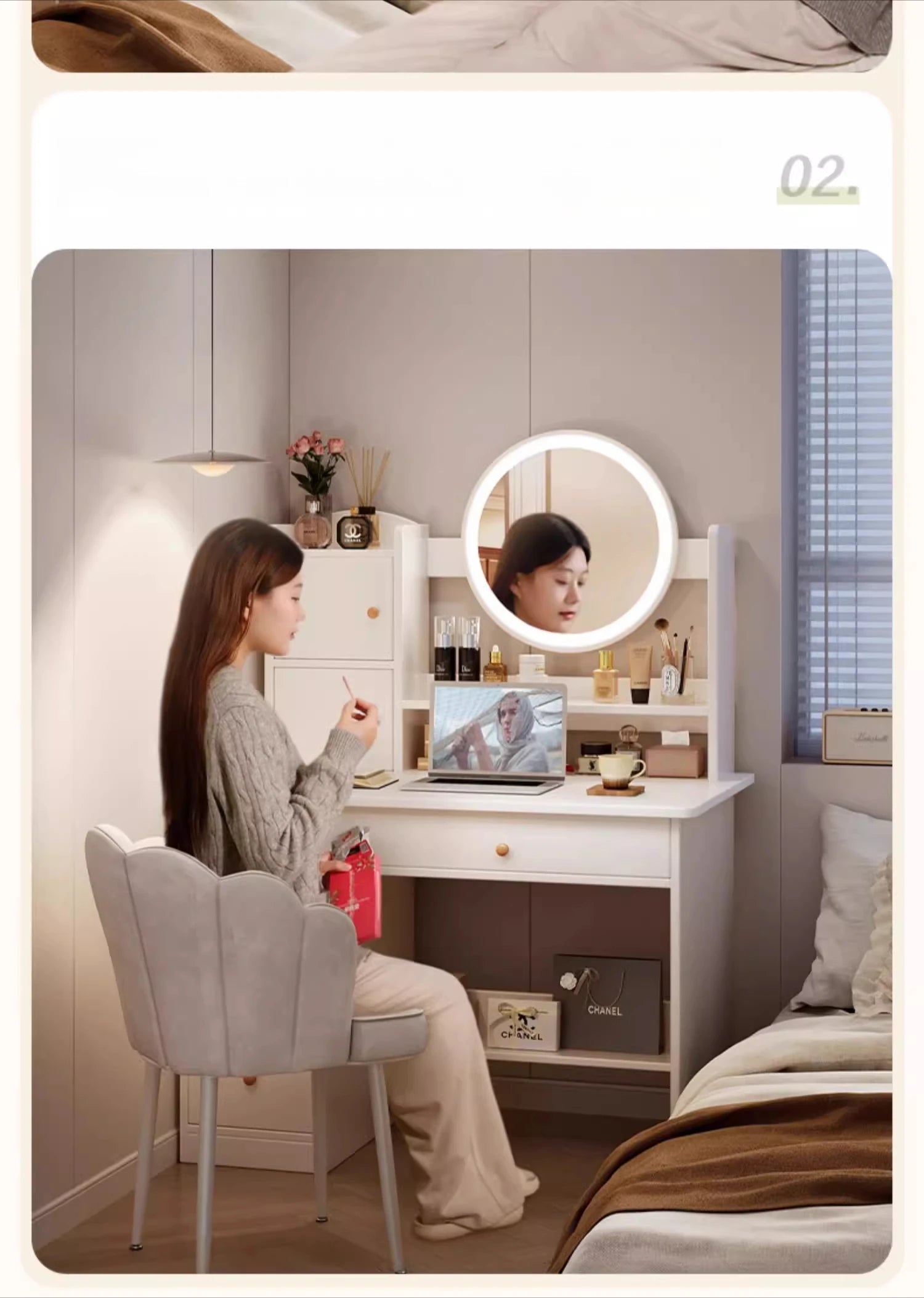 Dressing table with LED Mirror