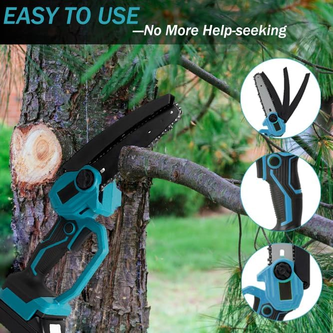 Mini Chain saw Cordless Power Chain Saws 6" with Extension Pole & Battery System