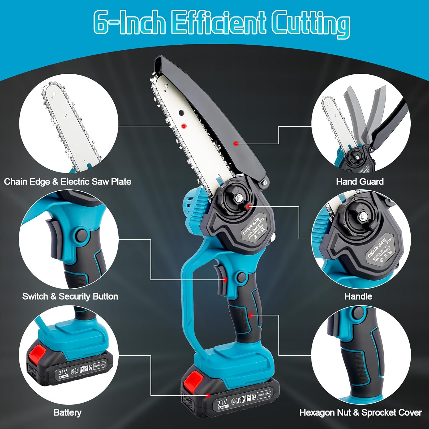 Mini Chainsaw Cordless Power ChainSaws 6"