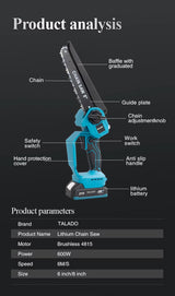 Mini Chain saw Cordless Power Chain Saws 8" with Extension Pole & Battery System