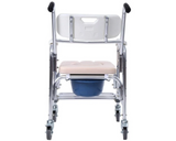 Mobile Shower Toilet Commode Chair Bath Wheelchair 4 in 1 Bath Stool Folding with Arms