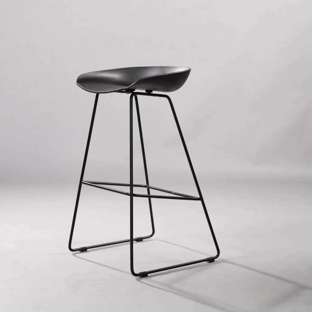 Modern Scandinavian Bar Stool Metal Leg Bar Stool (Grey)