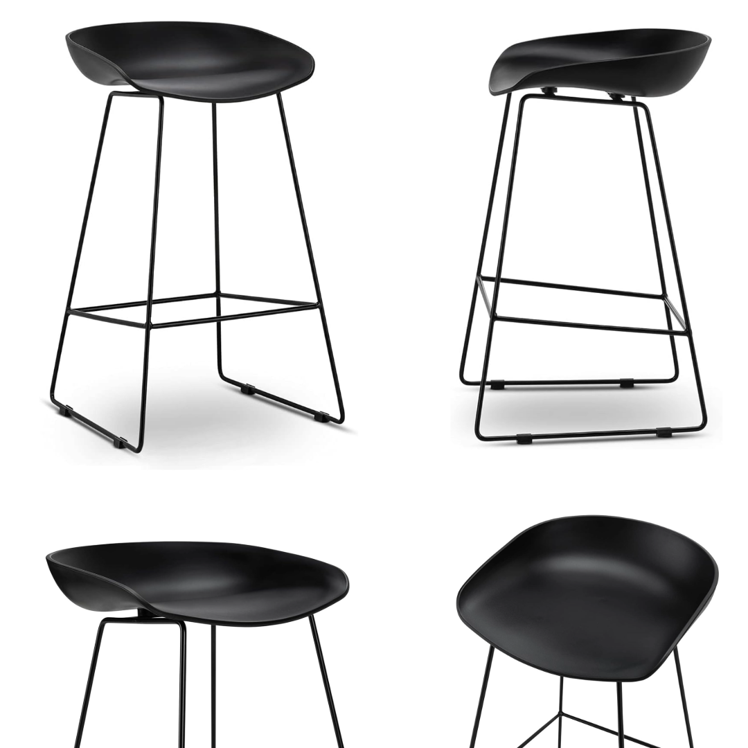 Modern Scandinavian Bar Stool Metal Leg Bar Stool (Grey)