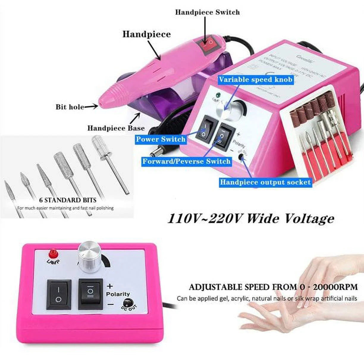 Nail Drill Kit Manicure 20000RPM Professional pedicure electric