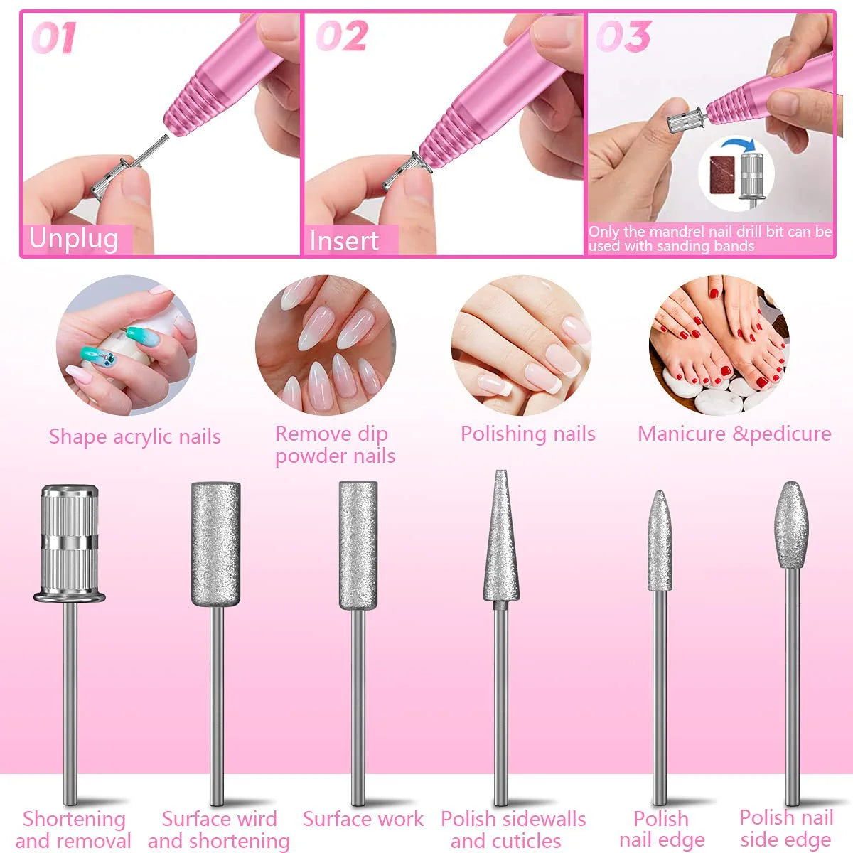 Nail Drill Kit Manicure 20000RPM Professional pedicure electric