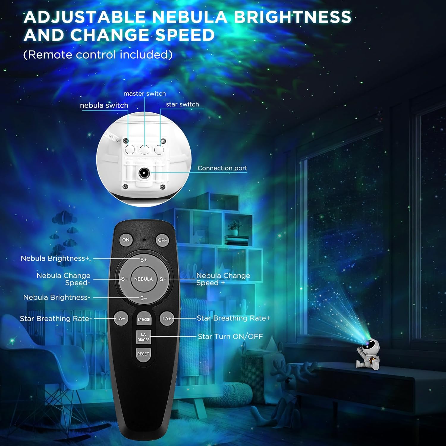 Astronaut Galaxy Night Light Projector (Star)