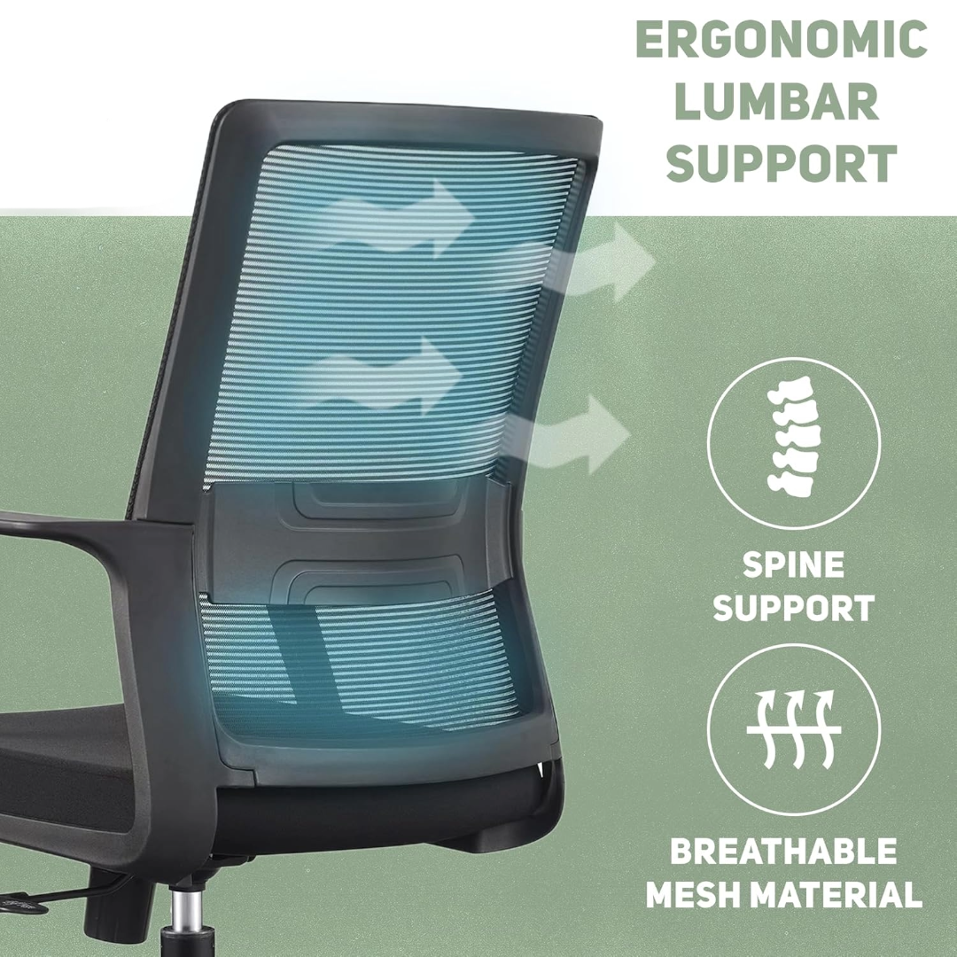 Adjustable Office Chair Study Computer Chair (Black)