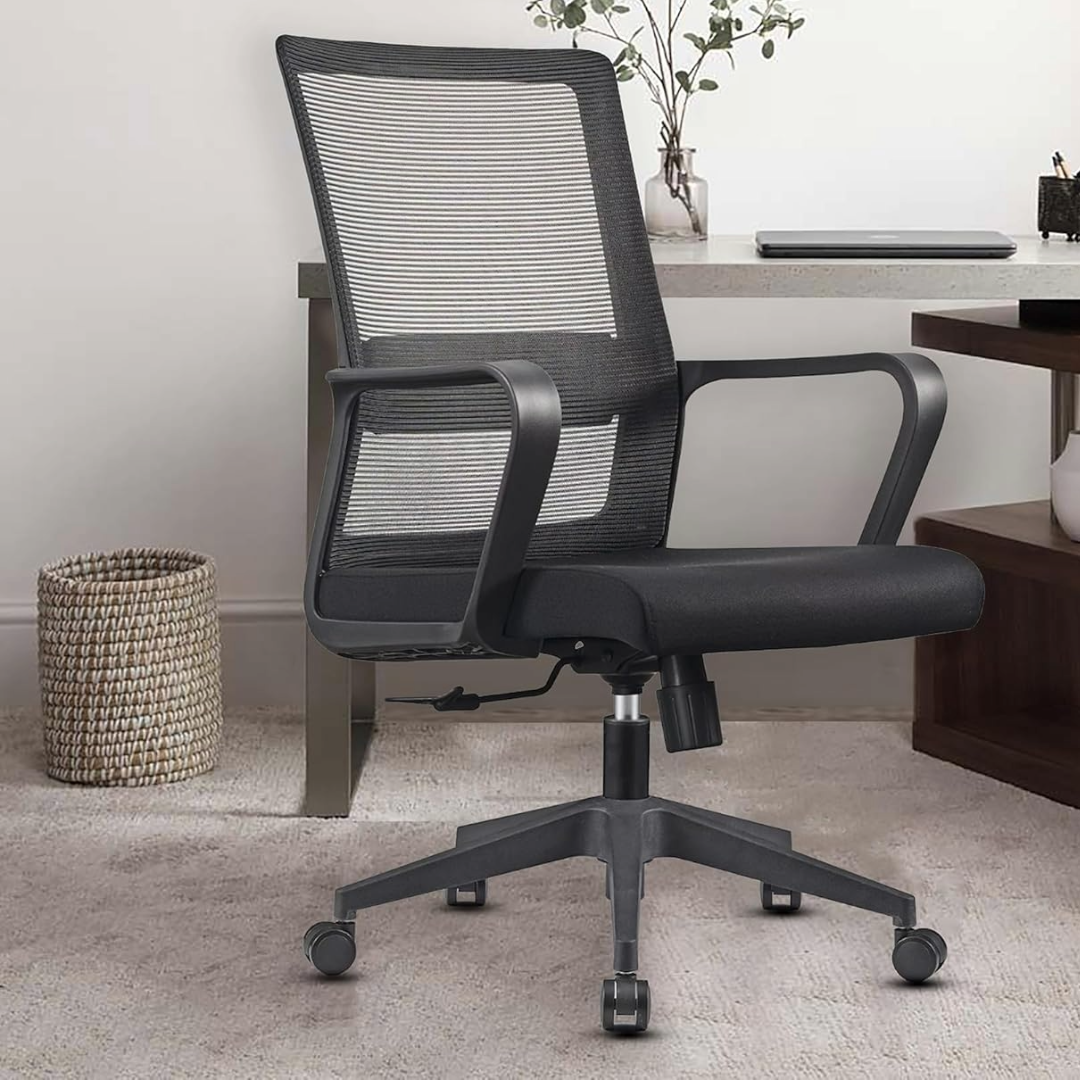 Adjustable Office Chair Study Computer Chair (Black)