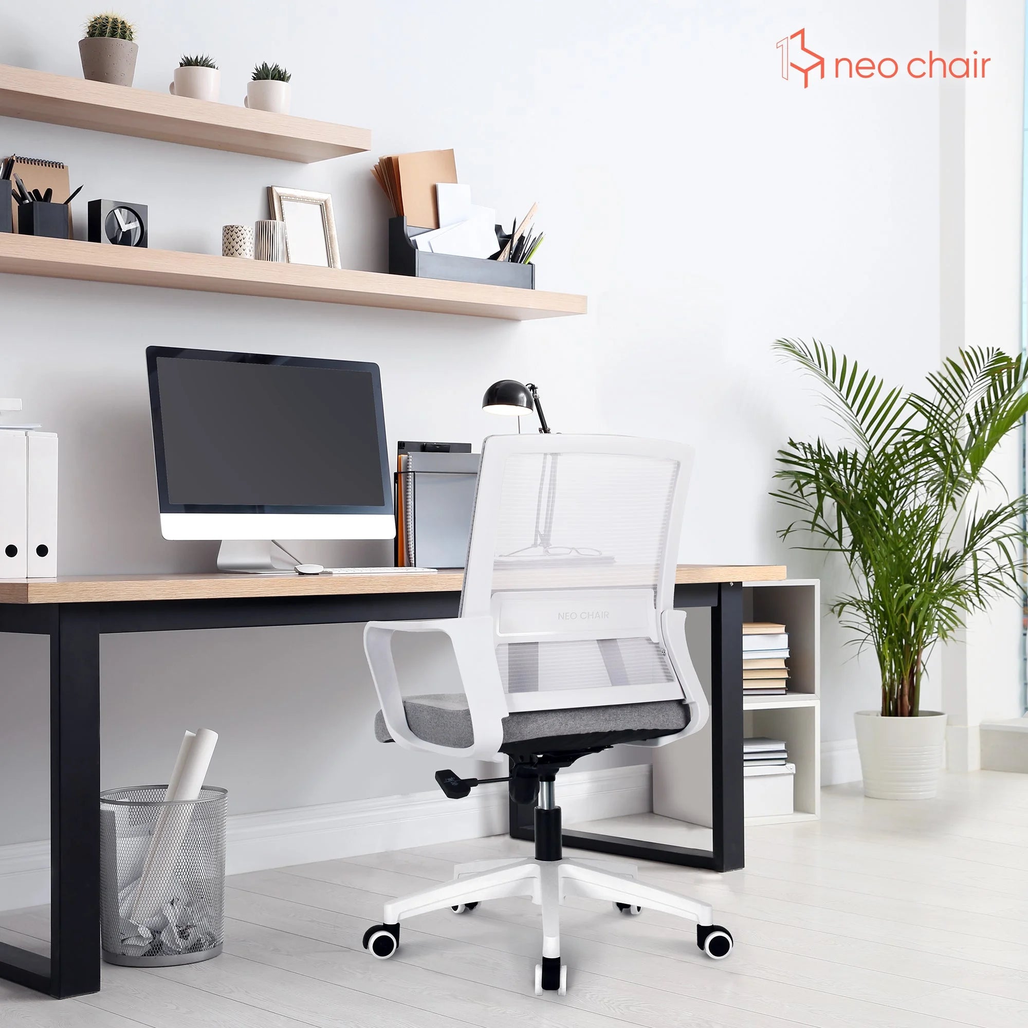 Office Chair Swivel Chair Ergonomic Office Chair (White)