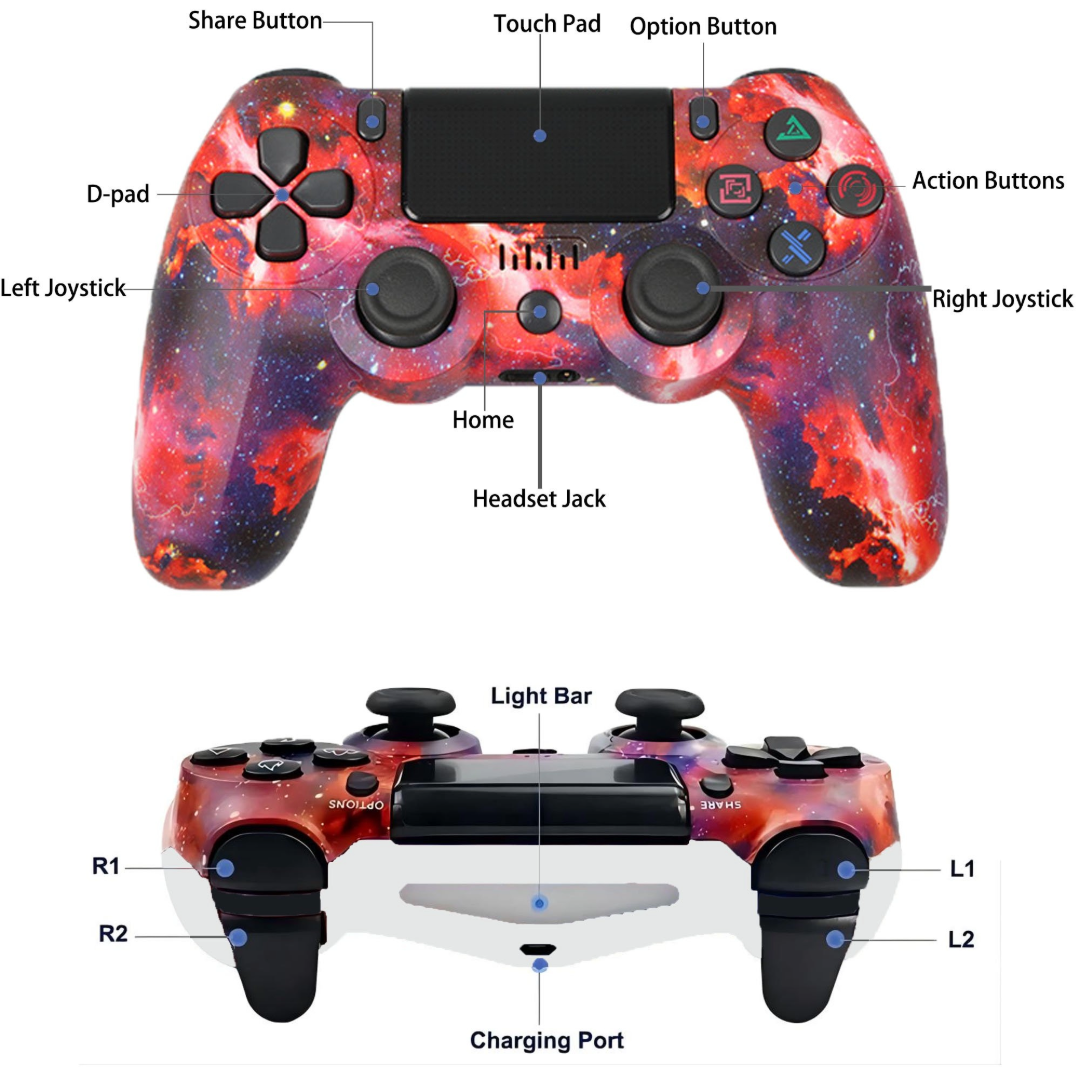 Wireless PS4 Controller Replacement (Red)