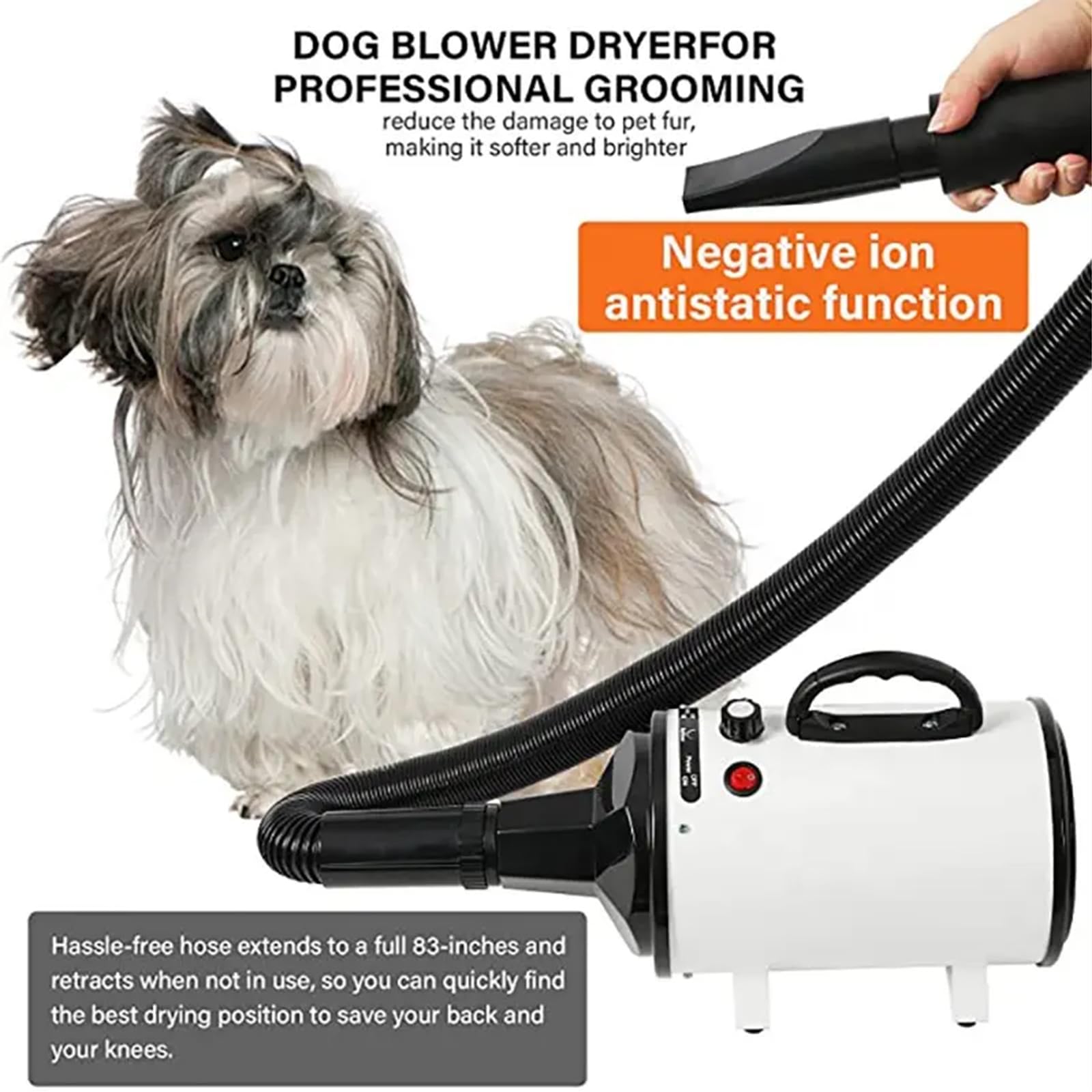 Pet Hair dryer Blower Heater White