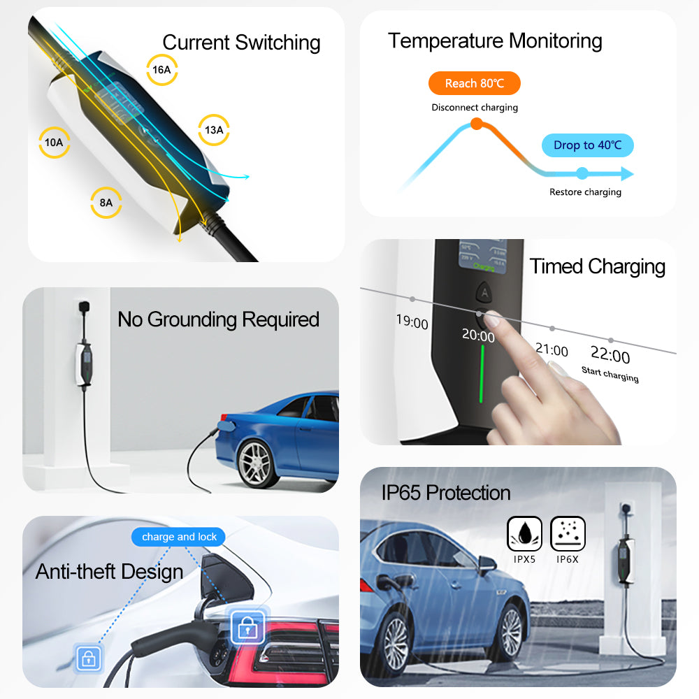 Portable EV Charger Type2 Electric Car Charger 16A