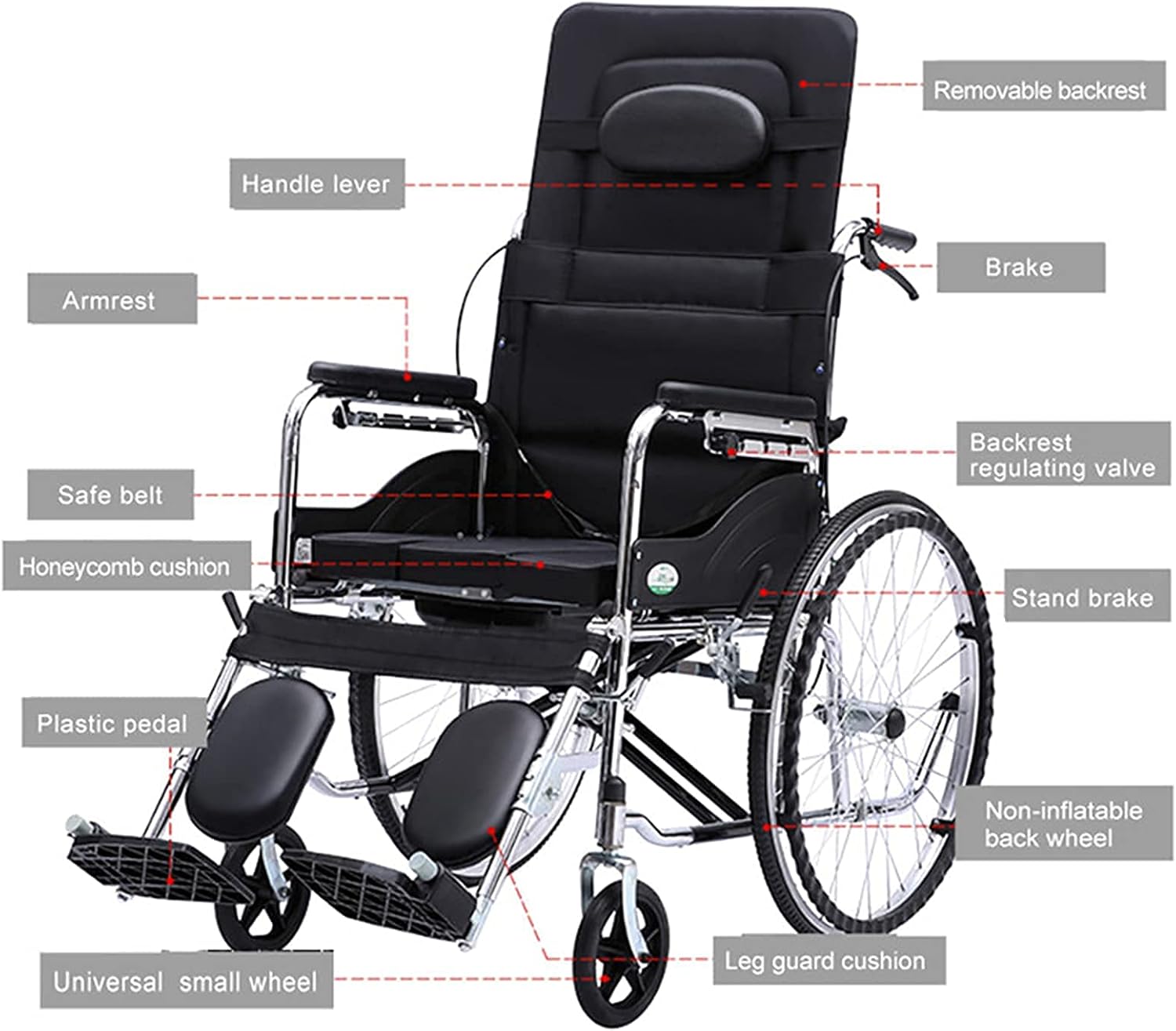 Portable Wheelchair Foldable Wheel Chair Recliner